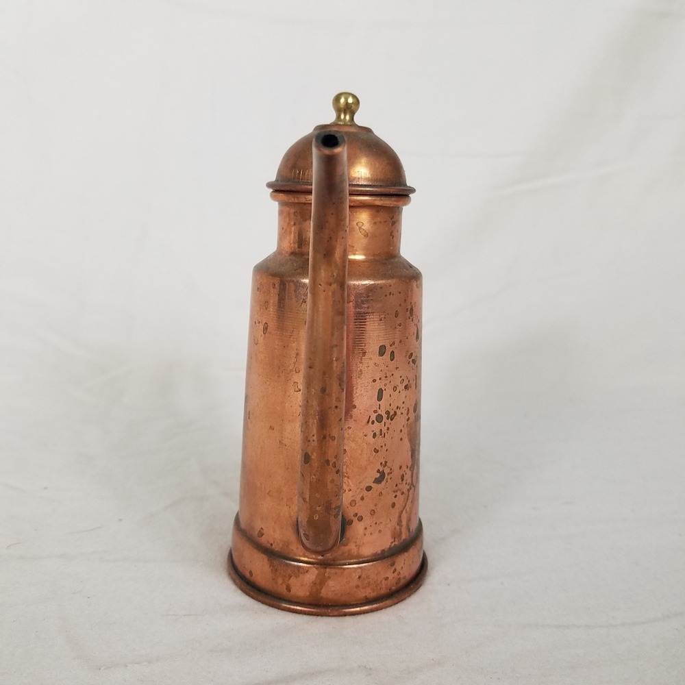 Vintage Copper Water/Oil Can Pitcher Copper Good Gooseneck Spout Patina cruet - Picture 2 of 10